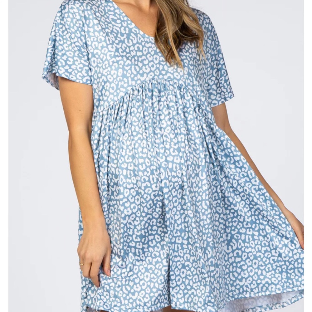 Pink Blush Beeson River Maternity Blue Cheetah Print Dress, Size L